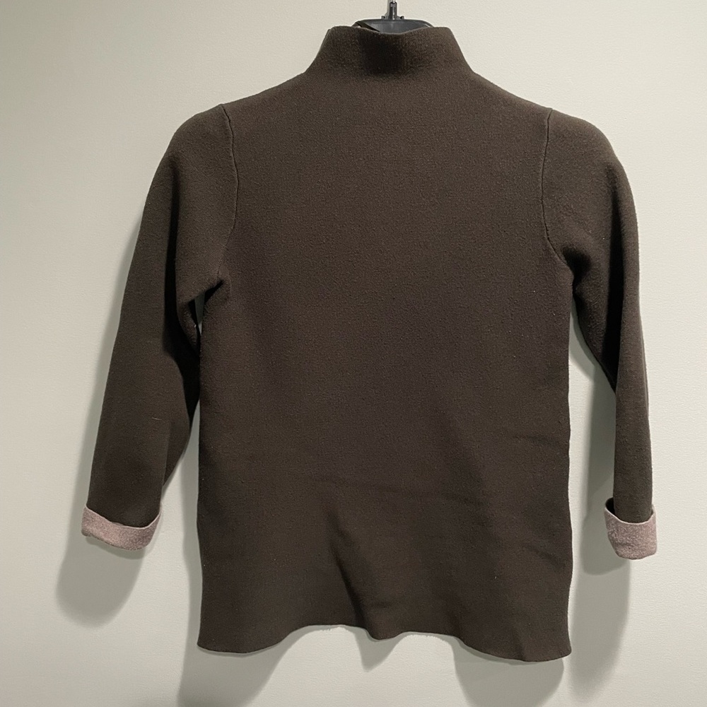 {Tahari} mock neck sweater cuffed sleeve with side zipper detail women's size S
